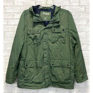 London Fog F.O.G. Men's Jacket Coat 3 in 1 Green Size XL Hooded Cinch Waist